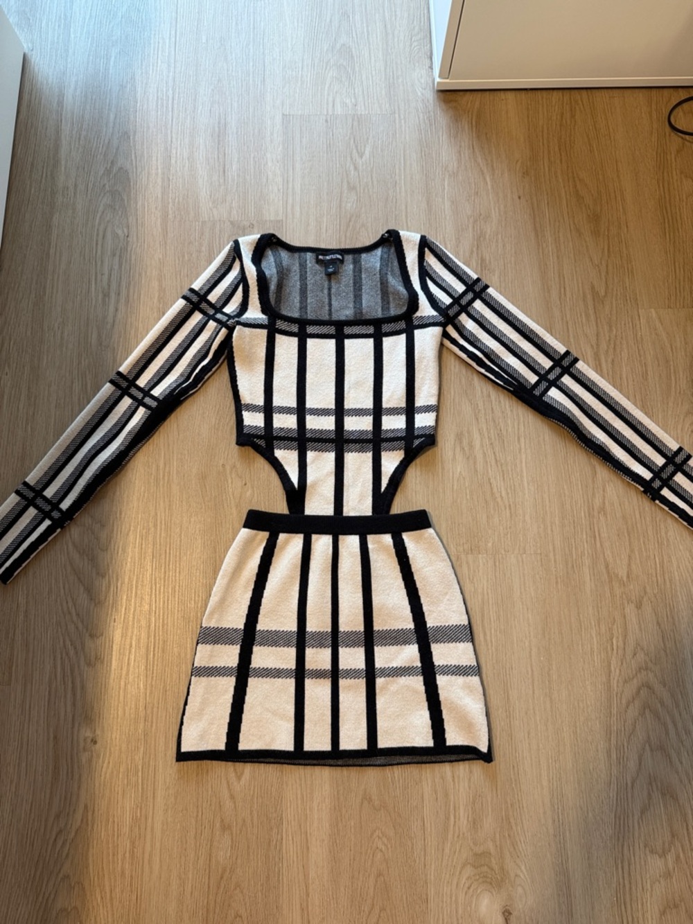 PrettyLittleThing Cream and Black Striped 2 piece set